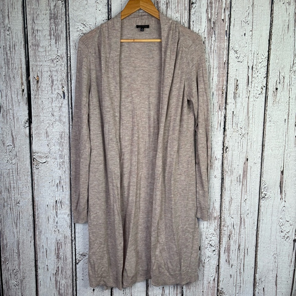 The Limited Size Small Open Front Long Cardigan Sweater Purplish-Pink Wool Blend